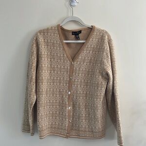 Mercer & Madison Lambswool Angora‎ Nordic Scandi Cardigan Sweater Tan L Scandi